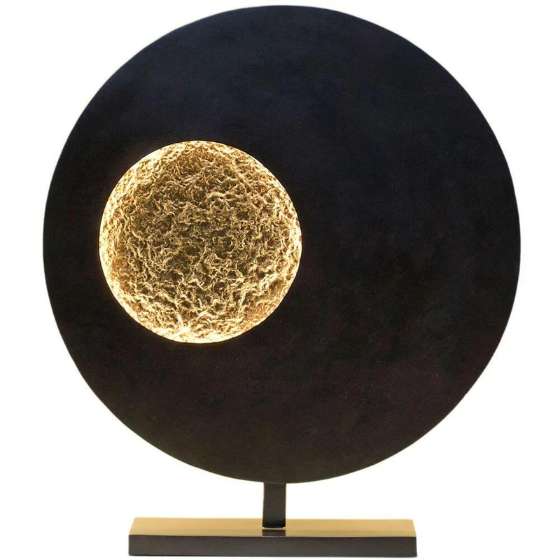 Tischleuchte Luna Rund Eisen Braun-Schwarz-Gold