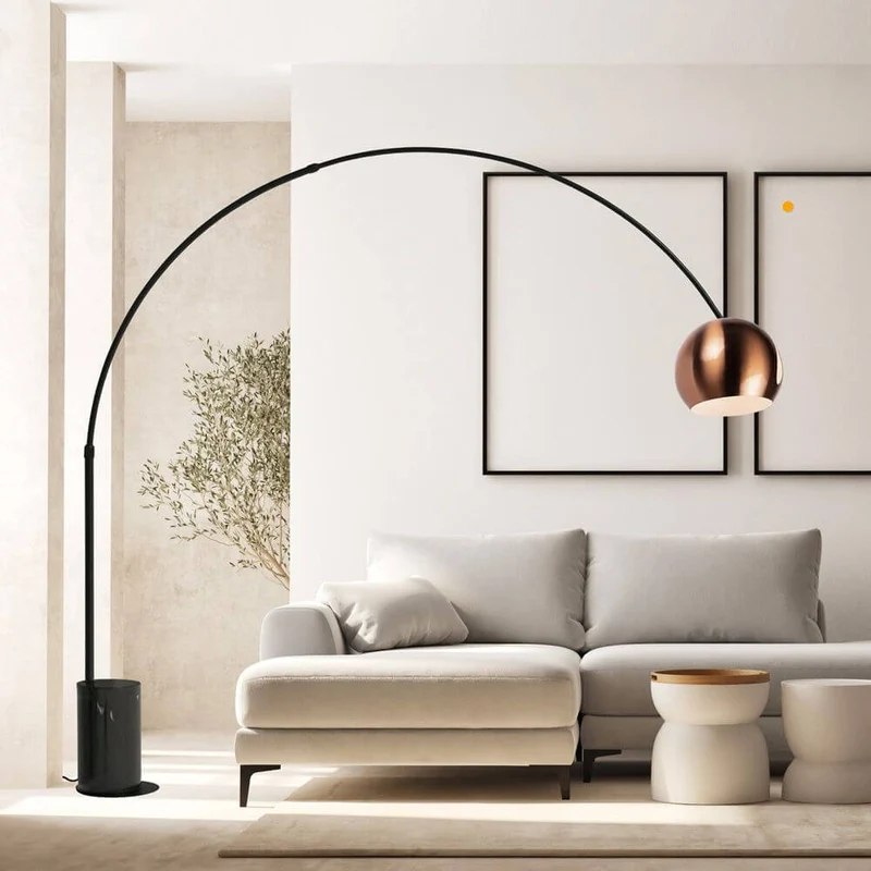 s.luce Ball Design-Bogenlampe mit Marmorfuß modern