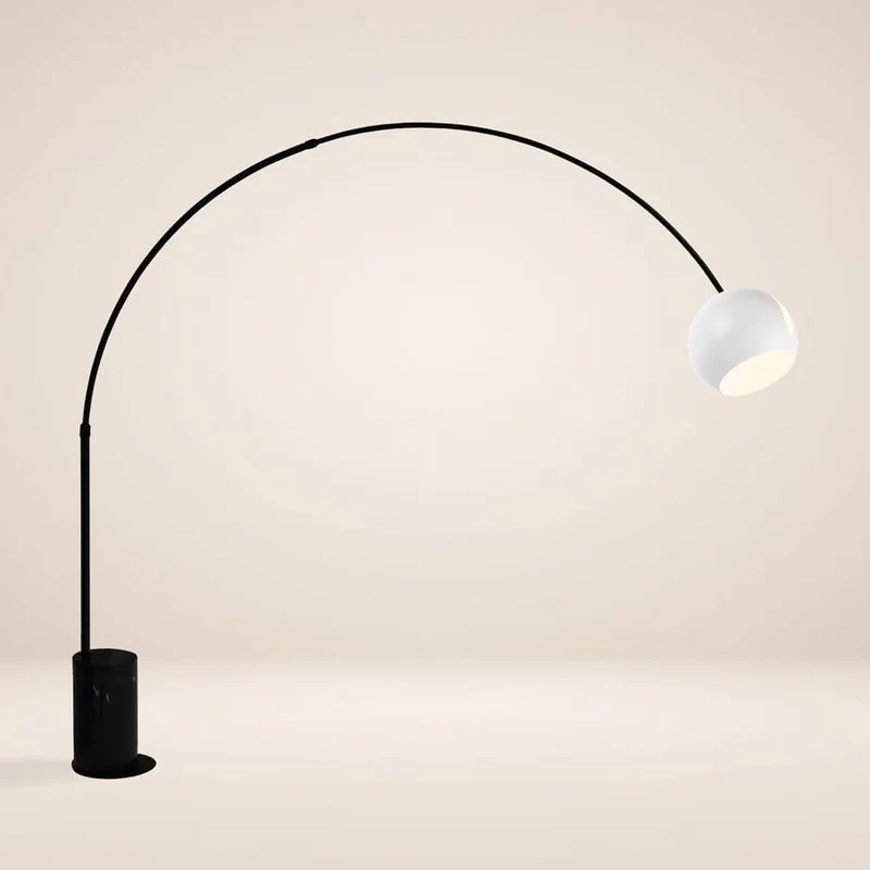 s.luce Ball Design-Bogenlampe mit Marmorfuß modern
