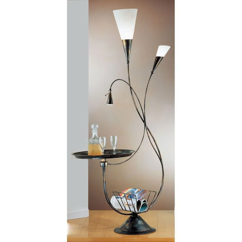 Fackel Stehleuchte mit Tisch & Leseleuchte 180cm