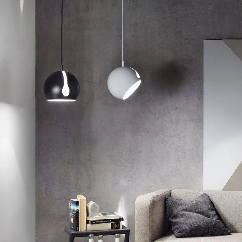s.luce Ball Metall Pendelleuchte mit drehbarem tauschbaren Schirm