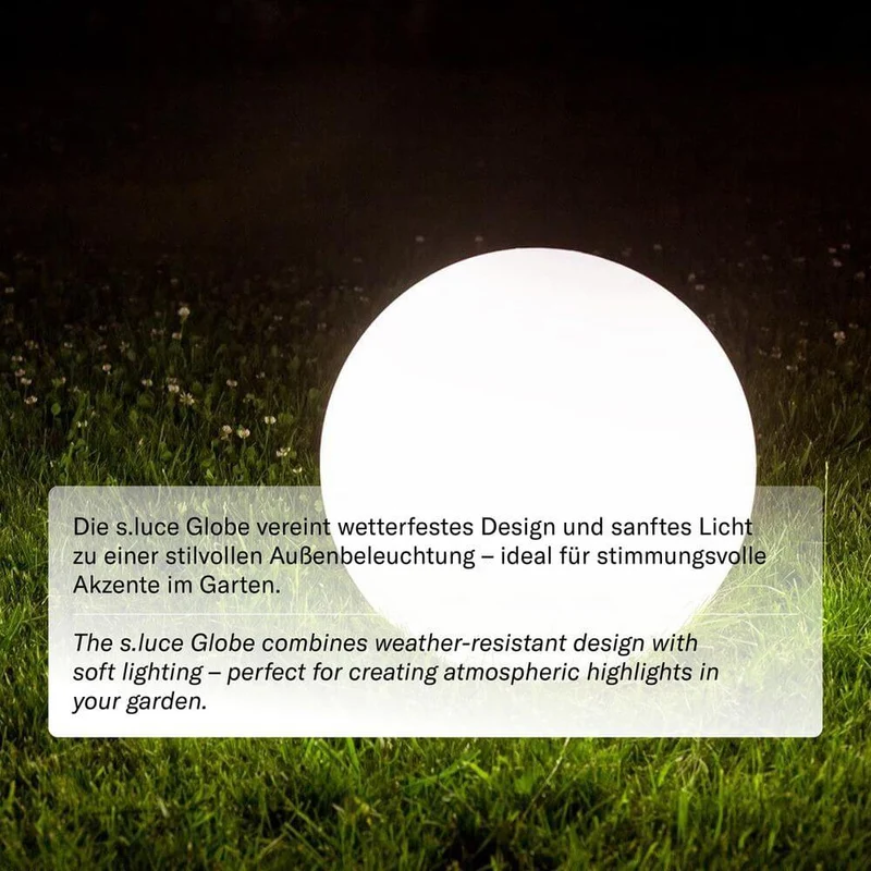 s.luce Globe pro langlebige Garten Außenkugel Weiß